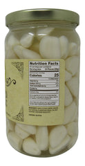 Buc-ee's close-up of pickled garlic cloves showing crunchy texture and bright flavor