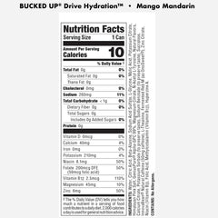 Bucked Up pouring into glass showing mango-mandarin color and refreshing benefit