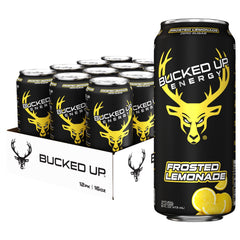 Bucked Up front can showing frosted lemonade design and bold branding for instant recognition