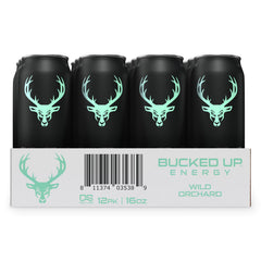 Bucked Up Wild Orchard 12-pack case displayed for easy restocking benefit