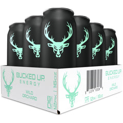 Bucked Up Wild Orchard front can showing bold logo and energy benefit