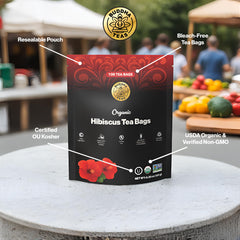 cup of freshly brewed hibiscus tea with deep crimson color demonstrating vibrant flavor
