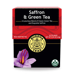 Buddha Teas front packaging showing product identity and natural ingredients benefit clarity