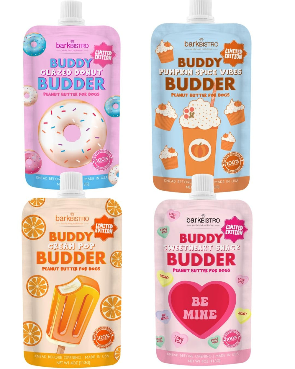 BUDDY BUDDER front packaging showing limited edition pouches and convenience
