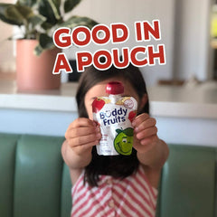 Buddy Fruits pouch top with resealable cap demonstrating mess-free sealing and freshness