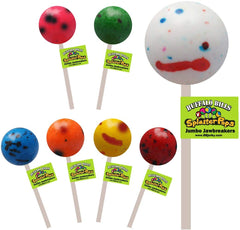 Close-up of Buffalo Bills SplatterPops candy texture and colorful coating, highlighting layered fruit flavors