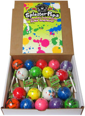 Buffalo Bills SplatterPops front box showing 18 individually wrapped jumbo jawbreakers, great for gifting