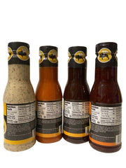 Buffalo Wild Wings sauce pour closeup showing texture and sheen for easy coating benefit