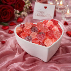 Buha Sweets gummies in a clear candy bowl ready for parties and snack displays