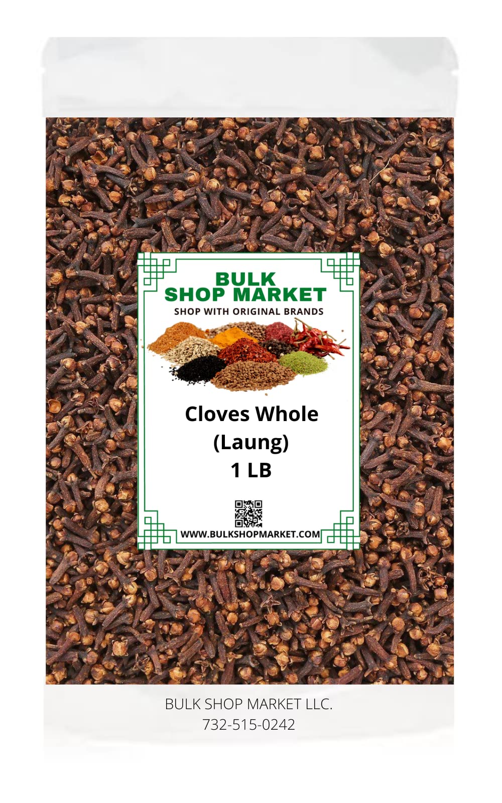 BulkShopMarket whole cloves front pack showing fresh aroma and long-lasting flavor