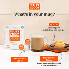 Bulletproof brewed cup in lifestyle setting showing creamy texture and enjoyment