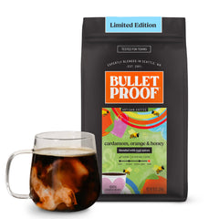 Bulletproof front packaging showing bag and product name, highlights freshness