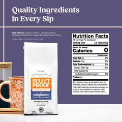 freshly brewed Bulletproof Enlightener cup steaming to suggest focus and enjoyable flavor