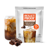 Bulletproof front pouch showing mocha protein coffee and benefits