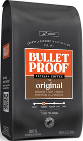Bulletproof front packaging showing 12 oz bag and clean branding benefit