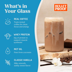 Bulletproof vanilla mixing in shaker to show quick preparation benefit