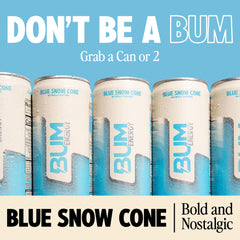BUM can close-up highlighting branding and sugar-free labeling benefit