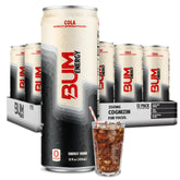 Bum Energy front can showing cola label and convenient grab-and-go benefit