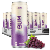 BUM Energy grape front packaging showing 12-pack and benefits
