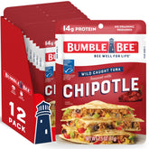Bumble Bee front packaging showing chipotle tuna pack and bold flavor benefit