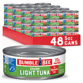 Bumble Bee front packaging showing 5 oz can and branding, convenient bulk supply