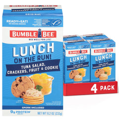 Bumble Bee front packaging showing four tuna salad kits and portability benefit