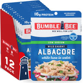 Bumble Bee front packaging showing pack of twelve pouches and convenience