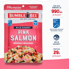 Bumble Bee close-up of pink salmon chunks showing firm texture and freshness