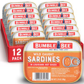 Bumble Bee front packaging of 12-pack showing tins and label, convenient pantry staple