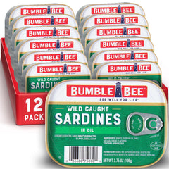 Bumble Bee front packaging 12-pack showing tins and branding for pantry convenience