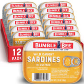Bumble Bee front packaging showing 12-pack and bold mustard flavor benefit