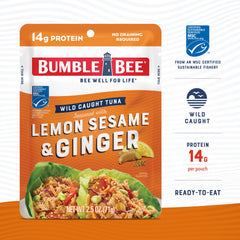 Bumble Bee close-up texture of seasoned tuna highlighting zesty seasoning