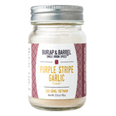 Burlap & Barrel front jar view showing premium packaging and pure garlic powder benefit