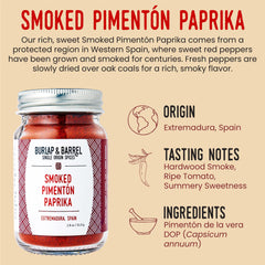 Burlap & Barrel smoked paprika powder texture close-up showing rich smoky color and aroma benefit