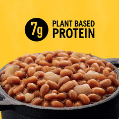 Bush's Best beans in a foil pan on grill for caramelized finish and smoky taste