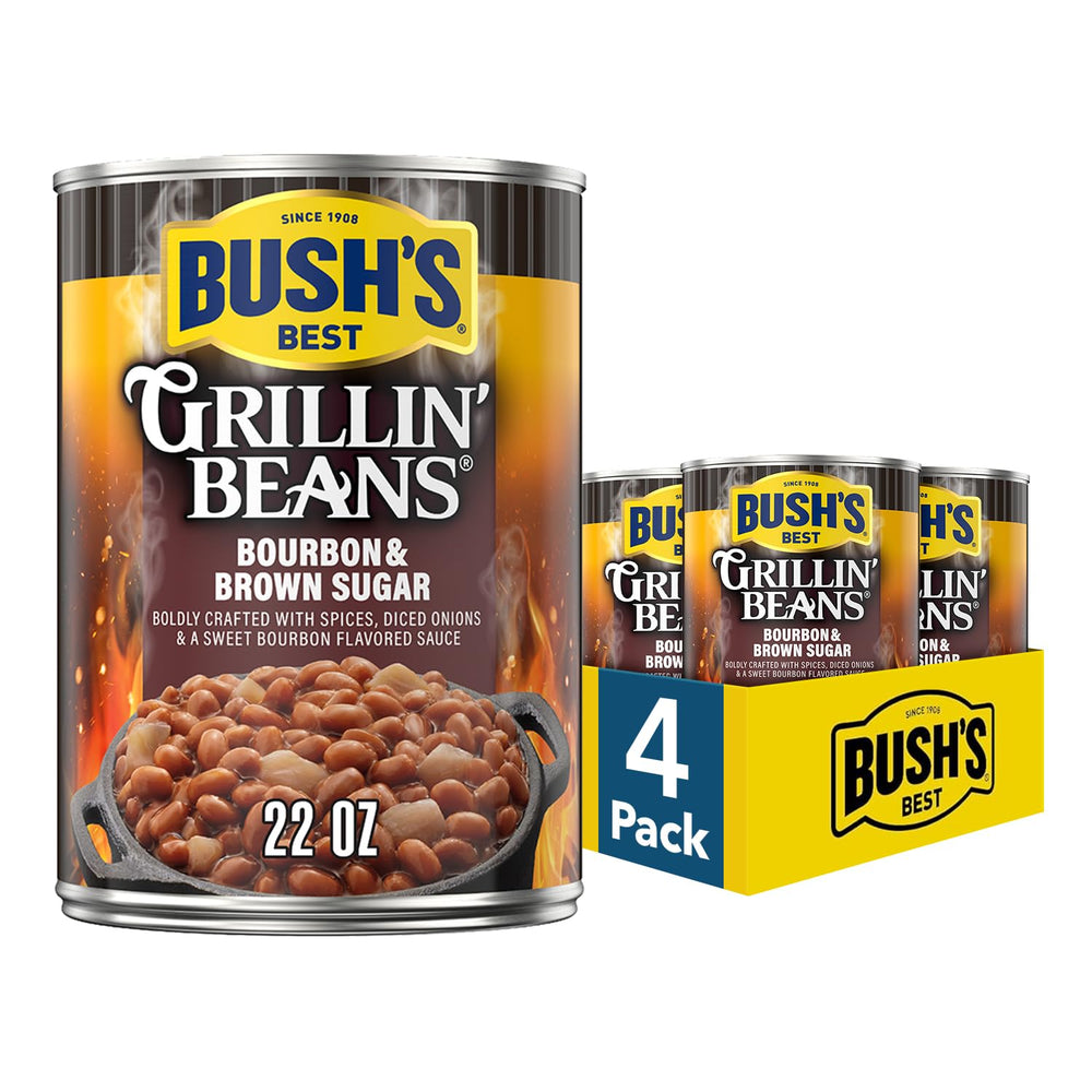 Bush's Best front of can showing bourbon brown sugar flavor and serving suggestion