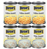 Bush's Best hominy variety pack front view showing both cans and convenience