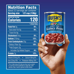 BUSH'S open can top view revealing ready-to-use beans and convenience