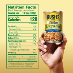 Bush's Best twelve cans stacked for pantry stocking and meal planning