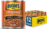 Bush's front can showing original baked beans and easy serving