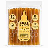 Bushwick Kitchen front packaging showing 50 honey sticks and tidy convenience