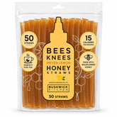 Bushwick Kitchen front packaging showing 50 honey sticks and branding benefit convenience