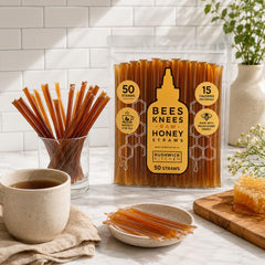 Bushwick Kitchen close-up of a single honey straw highlighting easy-open wrapper