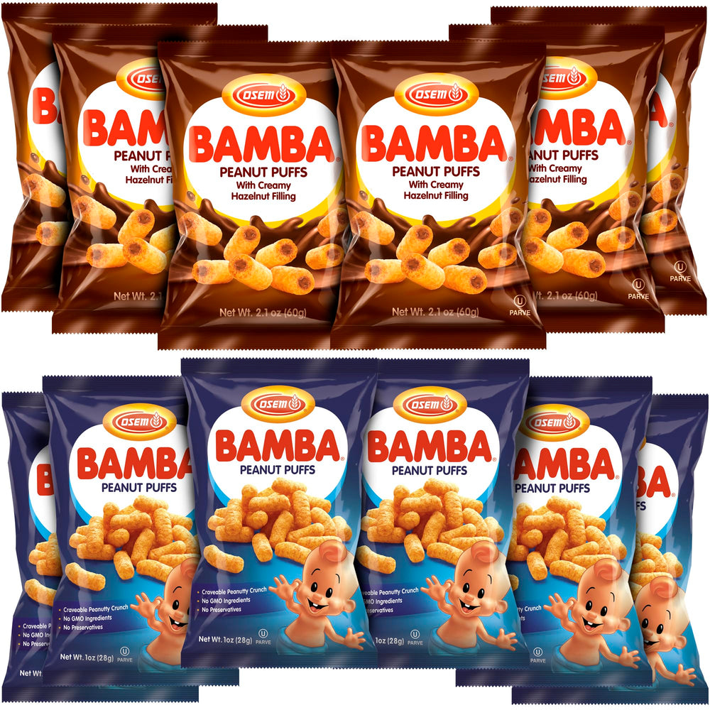 BUTO Bamba front packaging showing 12-pack and variety for convenient snacking