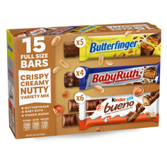 Butterfinger Baby Ruth Kinder Bueno front packaging showing variety and easy gifting