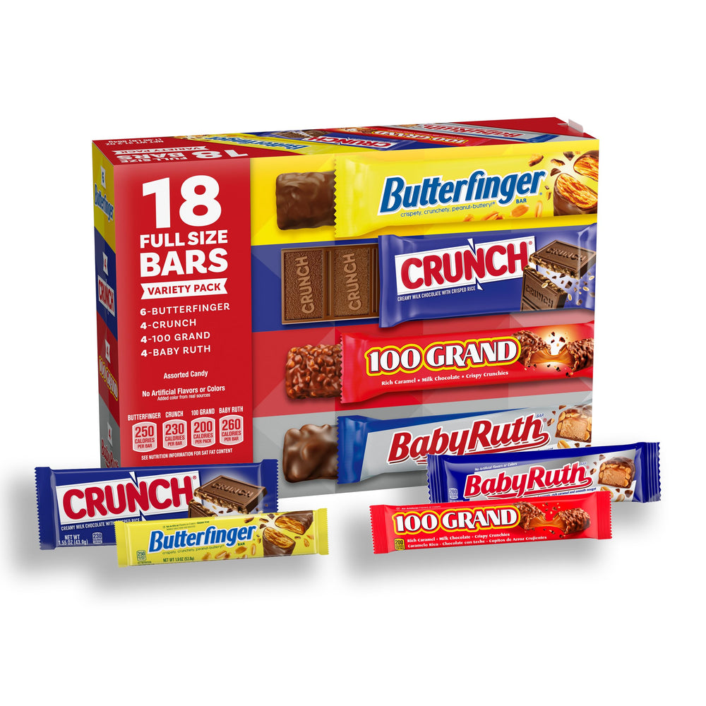 Butterfinger front packaging showing assortment, brand and easy sharing