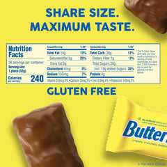 Butterfinger single unwrapped bar revealing chocolatey coating for instant snackability