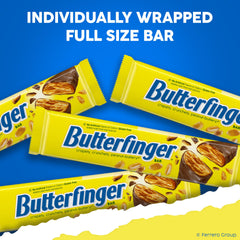 Butterfinger bar held in hand displaying size and portability for on-the-go treats