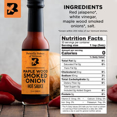 Butterfly Bakery close-up of product label, highlights smoked-onion and maple notes