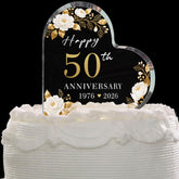 BUZCOZY front view of gold 50 topper showing polished finish and elegant design
